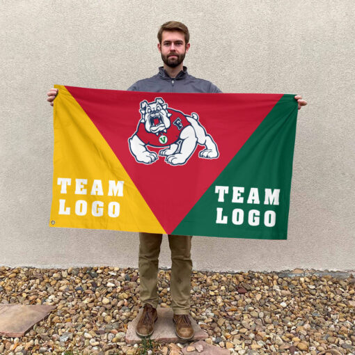 Fresno State Bulldogs vs Custom Team House Divided Flag, NCAA Spirit Flag