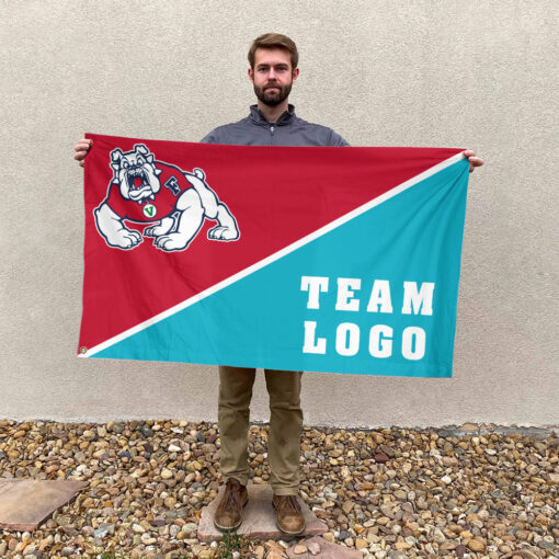 Fresno State Bulldogs vs Custom Team House Divided Flag, NCAA Split Flag