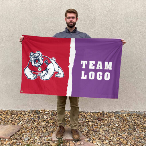 Fresno State Bulldogs vs Custom Team House Divided Flag, Personalized NCAA Flag