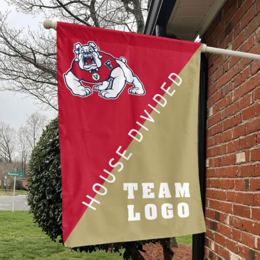 Fresno State Bulldogs vs Custom Team House Divided Flag, Personalized Split Flag