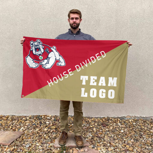Fresno State Bulldogs vs Custom Team House Divided Flag, Personalized Split Flag