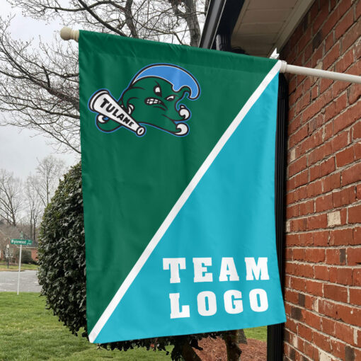 Green Wave vs Custom Team House Divided Flag, College Custom Flag Green Wave vs Custom Team House Divided Flag, College Custom Flag