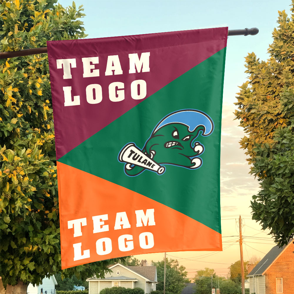 Green Wave vs Custom Team House Divided Flag, Custom College Flag Green Wave vs Custom Team House Divided Flag, Custom College Flag