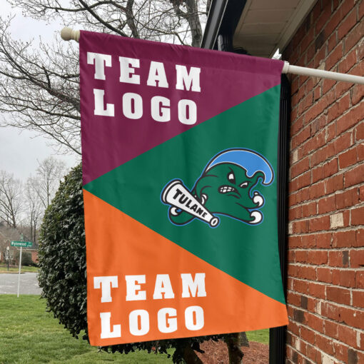 Green Wave vs Custom Team House Divided Flag, Custom College Flag Green Wave vs Custom Team House Divided Flag, Custom College Flag