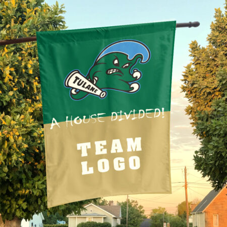 Green Wave vs Custom Team House Divided Flag, Custom Rivalry Flag
