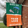 Green Wave vs Custom Team House Divided Flag, Custom Spirit Flag 1 Green Wave vs Custom Team House Divided Flag, Custom Spirit Flag