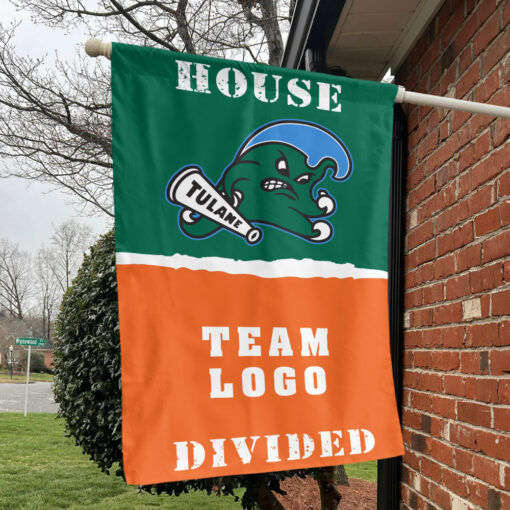 Green Wave vs Custom Team House Divided Flag, Custom Spirit Flag Green Wave vs Custom Team House Divided Flag, Custom Spirit Flag