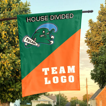 Green Wave vs Custom Team House Divided Flag, Custom Split Flag