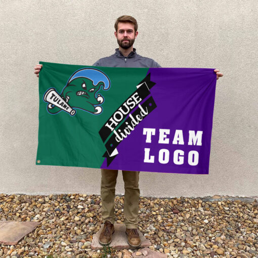 Green Wave vs Custom Team House Divided Flag, Custom Team Flag Green Wave vs Custom Team House Divided Flag, Custom Team Flag