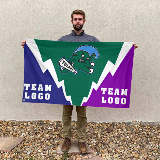 Green Wave vs Custom Team House Divided Flag, NCAA College Flag