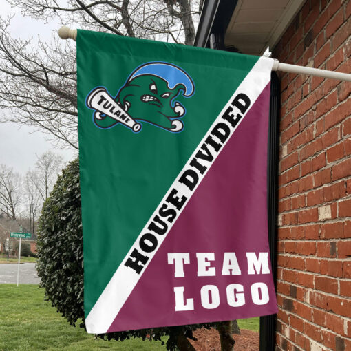 Green Wave vs Custom Team House Divided Flag, NCAA Custom Flag Green Wave vs Custom Team House Divided Flag, NCAA Custom Flag