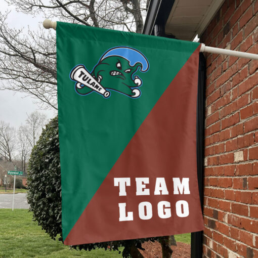 Green Wave vs Custom Team House Divided Flag, NCAA House Flag Green Wave vs Custom Team House Divided Flag, NCAA House Flag