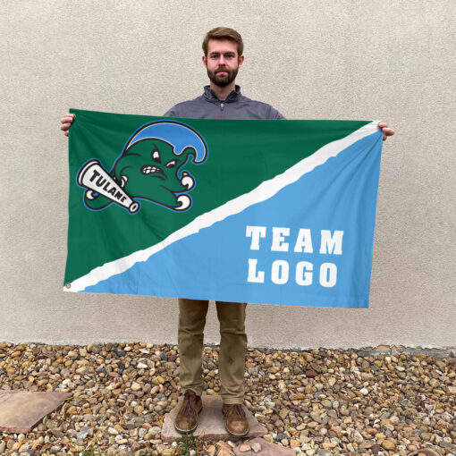 Green Wave vs Custom Team House Divided Flag, NCAA Spirit Flag
