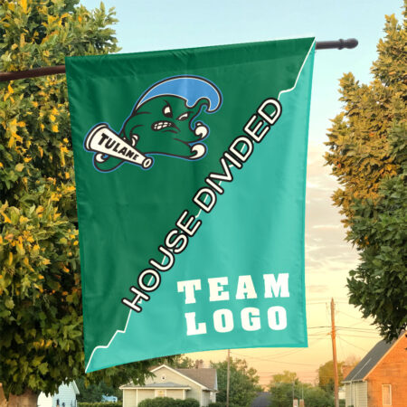 Green Wave vs Custom Team House Divided Flag, NCAA Split Flag