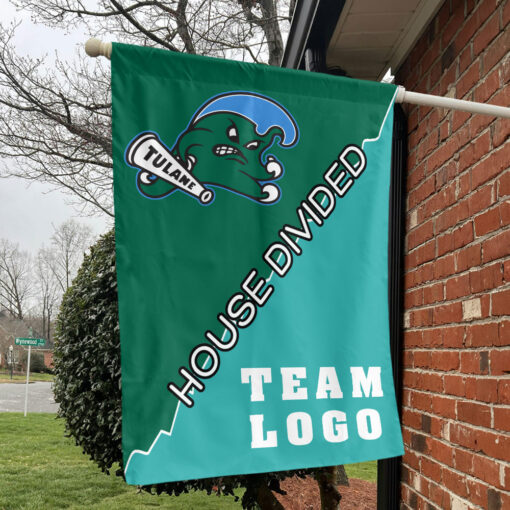 Green Wave vs Custom Team House Divided Flag, NCAA Split Flag Green Wave vs Custom Team House Divided Flag, NCAA Split Flag