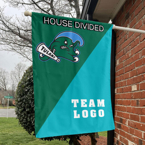 Green Wave vs Custom Team House Divided Flag, NCAA Team Flag Green Wave vs Custom Team House Divided Flag, NCAA Team Flag