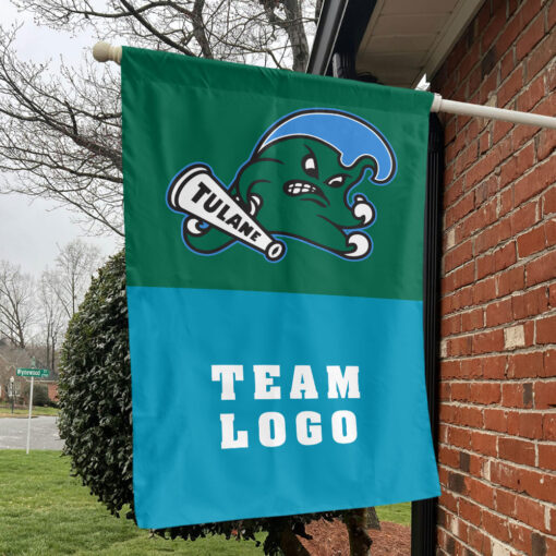 Green Wave vs Custom Team House Divided Flag, NCAA Two Team Flag Green Wave vs Custom Team House Divided Flag, NCAA Two Team Flag