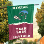 Green Wave vs Custom Team House Divided Flag, Personalized College Flag
