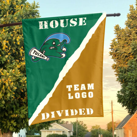 Green Wave vs Custom Team House Divided Flag, Personalized House Flag