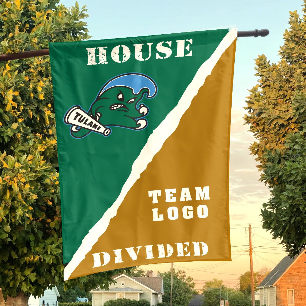 Green Wave vs Custom Team House Divided Flag, Personalized House Flag Green Wave vs Custom Team House Divided Flag, Personalized House Flag