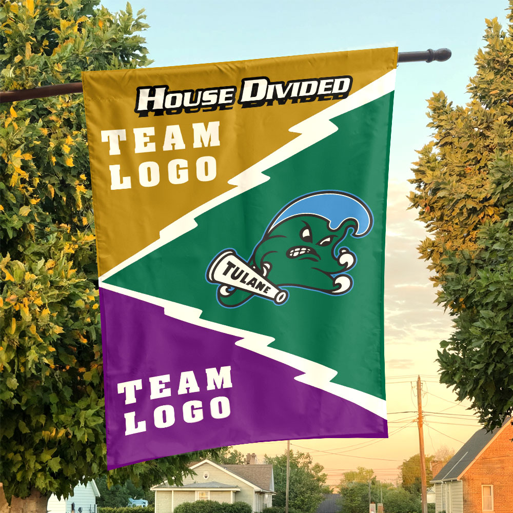 Green Wave vs Custom Team House Divided Flag, Personalized NCAA Flag Green Wave vs Custom Team House Divided Flag, Personalized NCAA Flag