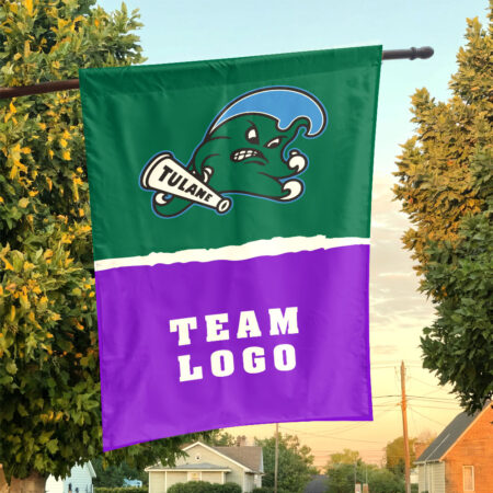 Green Wave vs Custom Team House Divided Flag, Personalized Spirit Flag