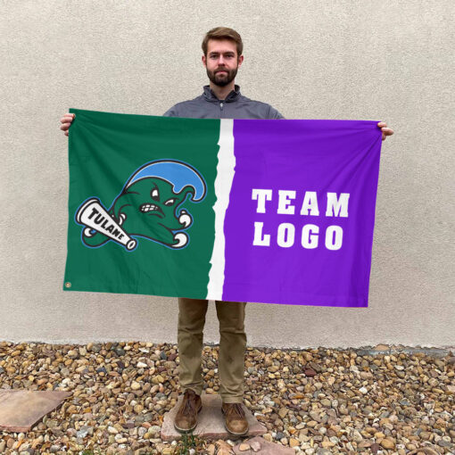 Green Wave vs Custom Team House Divided Flag, Personalized Spirit Flag Green Wave vs Custom Team House Divided Flag, Personalized Spirit Flag