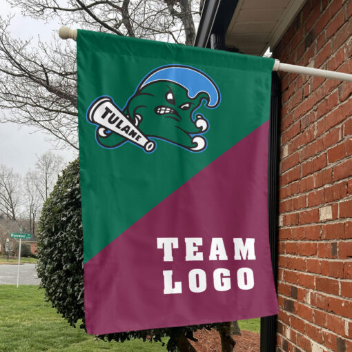 Green Wave vs Custom Team House Divided Flag, Personalized Split Flag