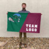 Green Wave vs Custom Team House Divided Flag, Personalized Split Flag