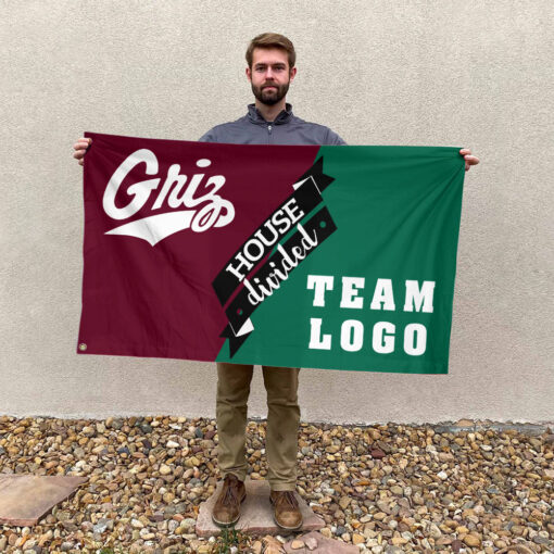 Grizzlies vs Custom Team House Divided Flag, NCAA Team Flag