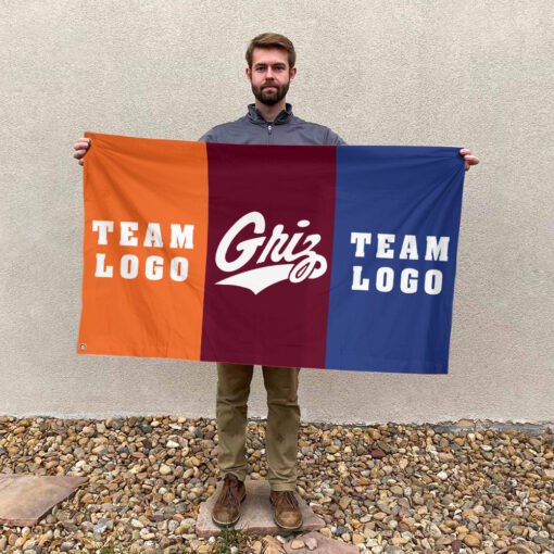 Grizzlies vs Custom Team House Divided Flag, NCAA Two Team Flag