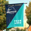 Hawks vs Custom Team House Divided Flag, NCAA Team Flag