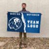Lions vs Custom Team House Divided Flag, NCAA House Flag