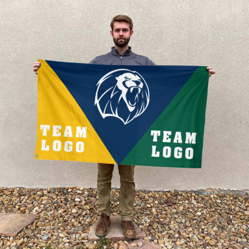 Lions vs Custom Team House Divided Flag, NCAA Spirit Flag