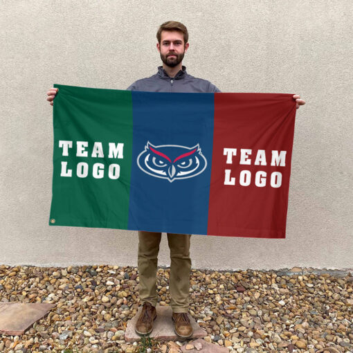 Owls vs Custom Team House Divided Flag, NCAA Two Team Flag