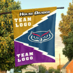 Owls vs Custom Team House Divided Flag, Personalized Spirit Flag