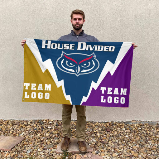 Owls vs Custom Team House Divided Flag, Personalized Spirit Flag