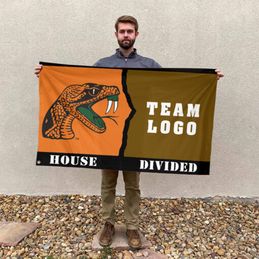 Rattlers vs Custom Team House Divided Flag, Personalized House Flag