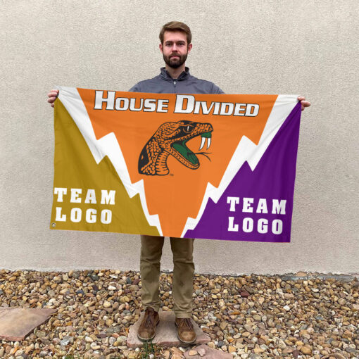 Rattlers vs Custom Team House Divided Flag, Personalized Spirit Flag