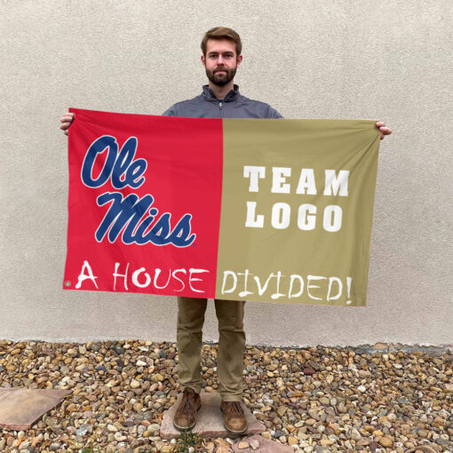 Rebels vs Custom Team House Divided Flag, Custom House Flag