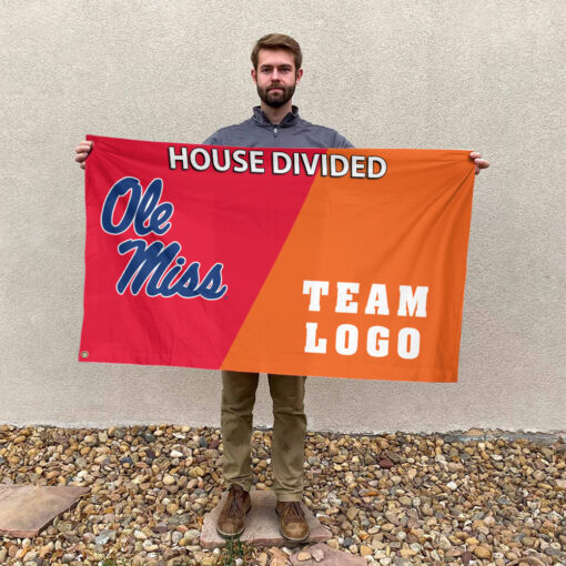 Rebels vs Custom Team House Divided Flag, NCAA Custom Flag