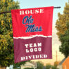 Rebels vs Custom Team House Divided Flag, NCAA House Flag