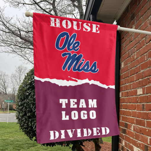 Rebels vs Custom Team House Divided Flag, NCAA House Flag