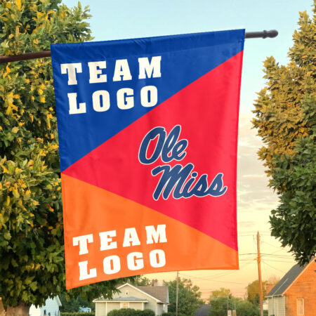 Rebels vs Custom Team House Divided Flag, NCAA Spirit Flag