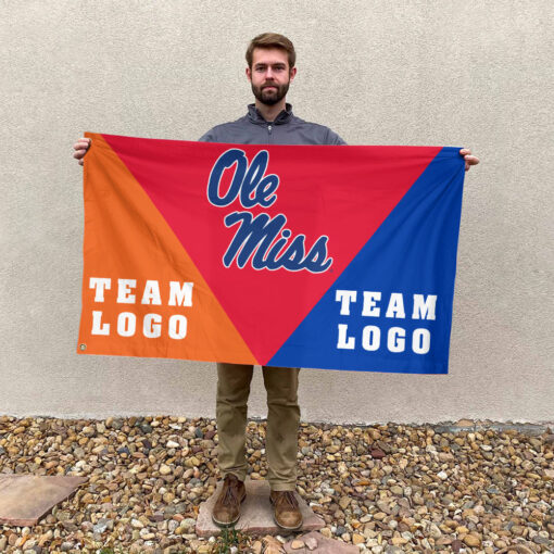 Rebels vs Custom Team House Divided Flag, NCAA Spirit Flag