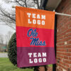 Rebels vs Custom Team House Divided Flag, NCAA Two Team Flag