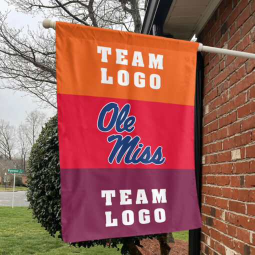 Rebels vs Custom Team House Divided Flag, NCAA Two Team Flag