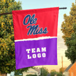 Rebels vs Custom Team House Divided Flag, Personalized NCAA Flag