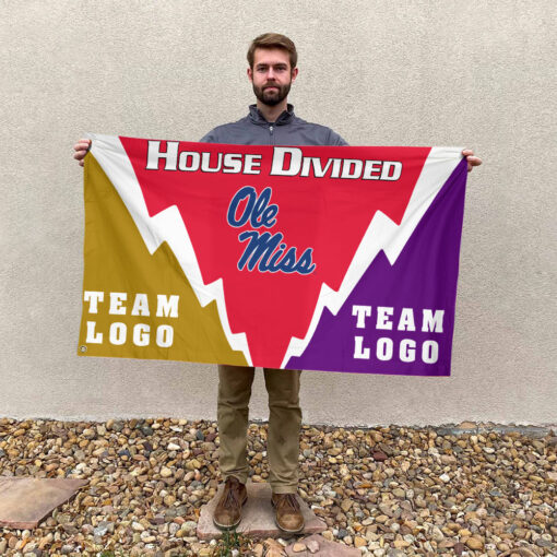Rebels vs Custom Team House Divided Flag, Personalized Spirit Flag