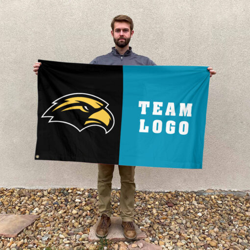 Southern Mississippi Golden Eagles vs Custom Team House Divided Flag, Custom NCAA Flag